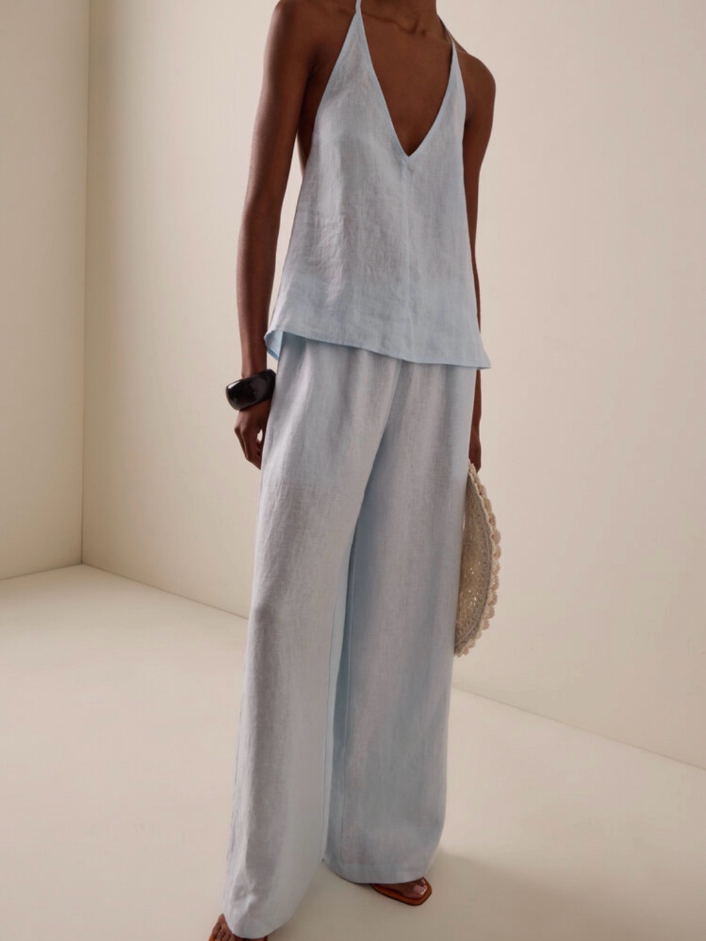 Elce Lilou Linen Halter Top - Light Blue — image 2 of 8